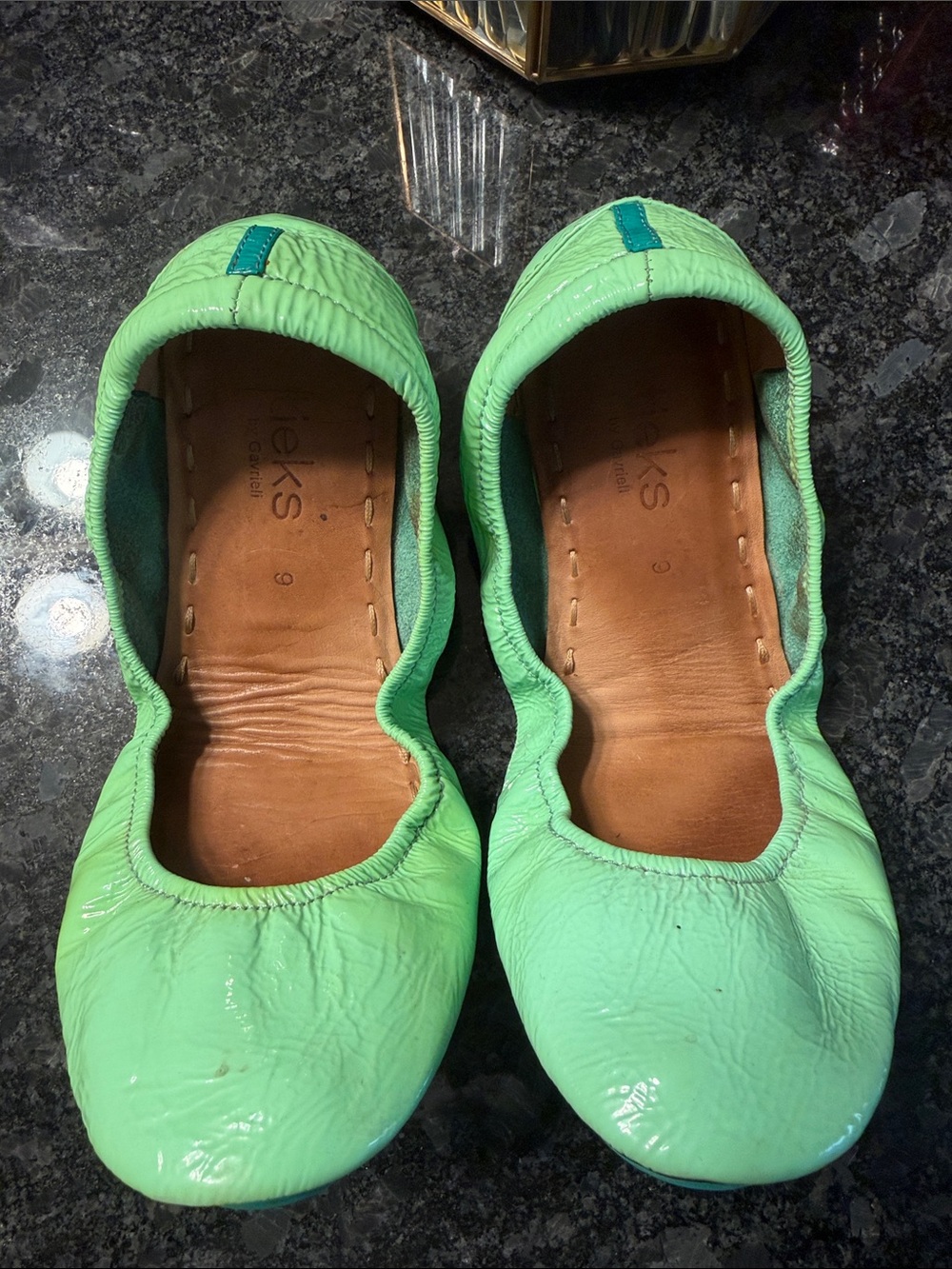 Tieks Mint Green Leather Ballet Flats
